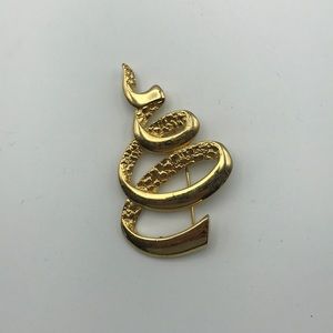 Vintage 1980s JJ Jonette Abstract Gold Toned Brooc